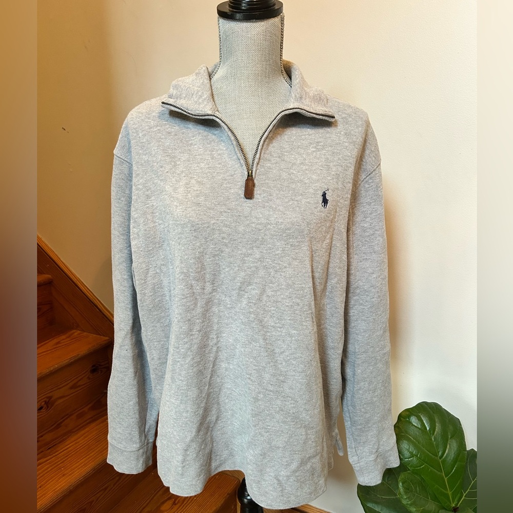 Ralph Lauren Gray Polo Collar Sweater with Navy Label